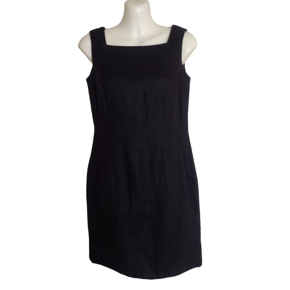 Talbots Sleeveless‎ Lined Linen Shift Dress, Size 2, Black